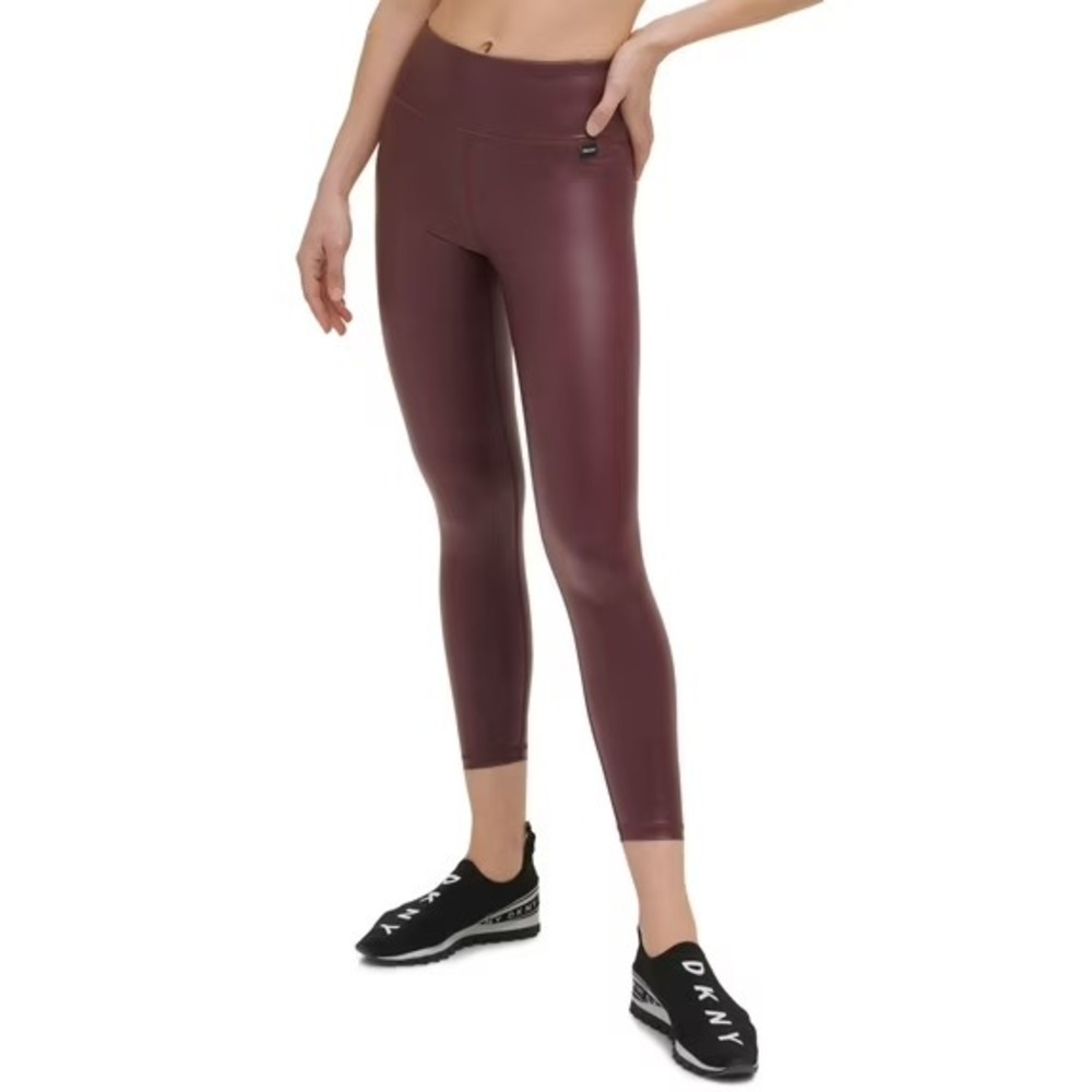 DKNY Sport Womens Size XXS High-Waisted‎ Faux Leather 7/8 Legging Pants $59 2329